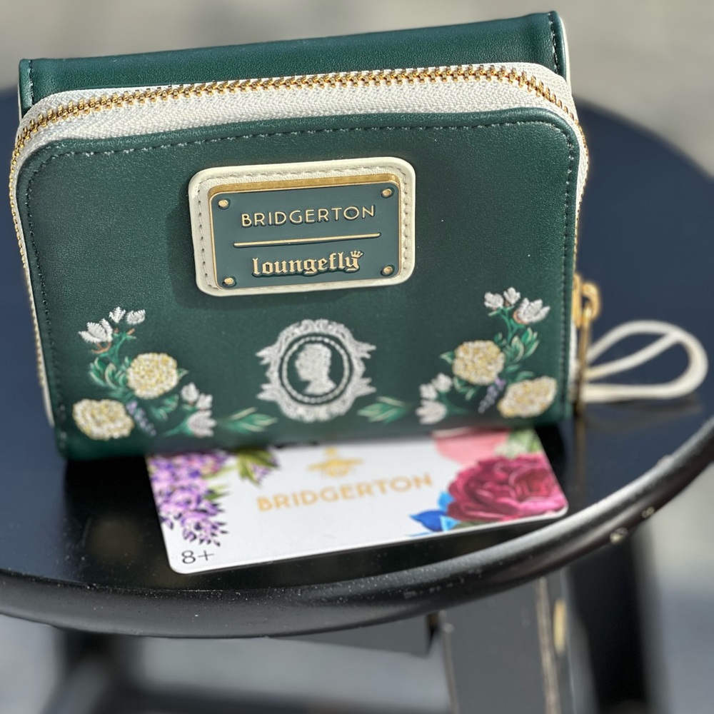 Loungefly Netflix Bridgeton Green Floral Embroidered Satchel & Matching Wallet - Picture 6 of 7